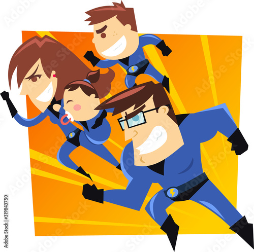 superhero family running
