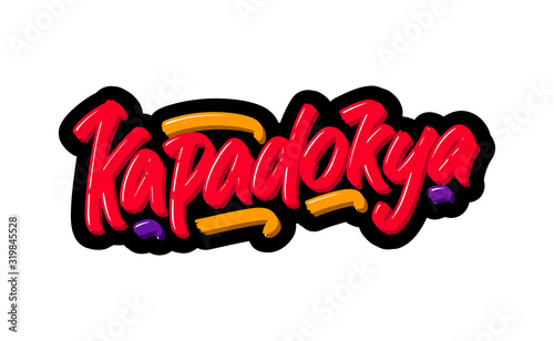 Kapadokya logo text. Vector illustration of hand drawn lettering on white background
