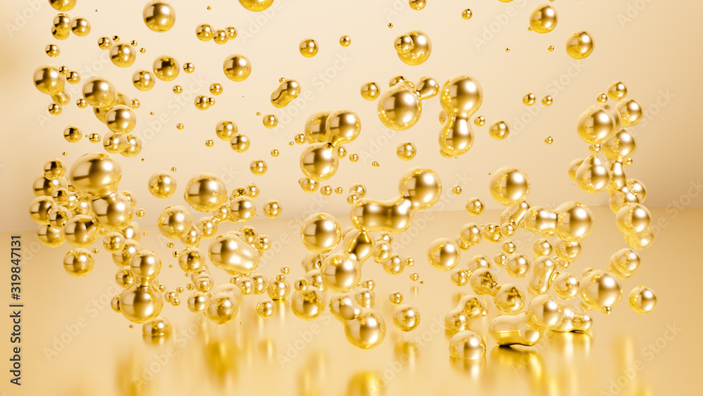 Abstract 3D render of golden bubbles Abstract 3D render of golden bubbles