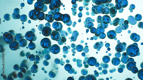 3D render of blue floating nano particles