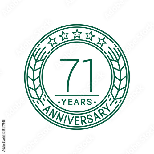 71 years anniversary celebration logo template. Line art vector and illustration.