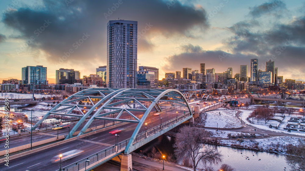 Obraz premium Denver, Colorado, USA Skyline Aerial