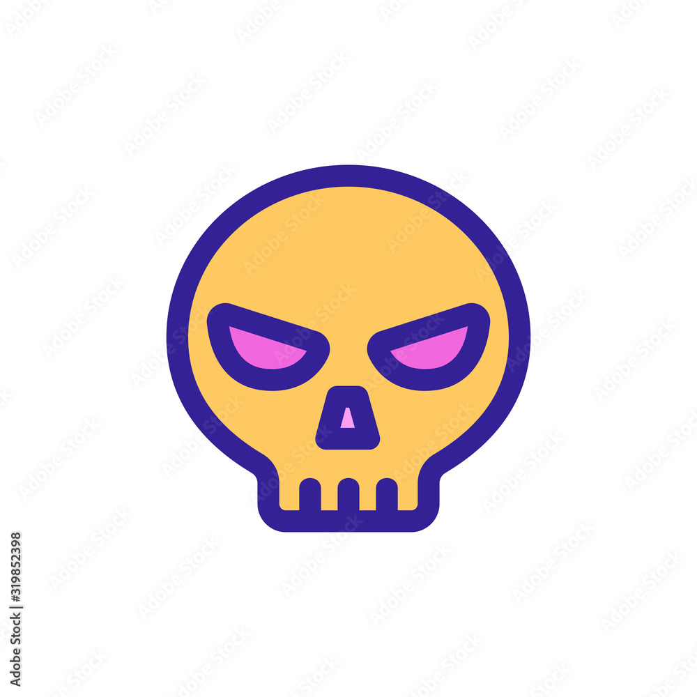 skull icon vector. A thin line sign. Isolated contour symbol illustration