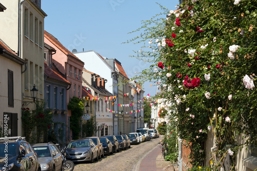 Fototapeta Naklejka Na Ścianę i Meble -  Historic Alley at Wismar, Mecklenburg Western Pomerania, Germany, Europe