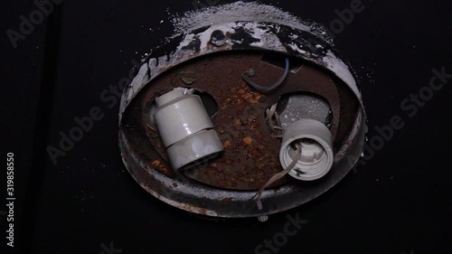 The consequences of a fire in a residential building or apartment. Flame lamp. Accident. High heat of fire