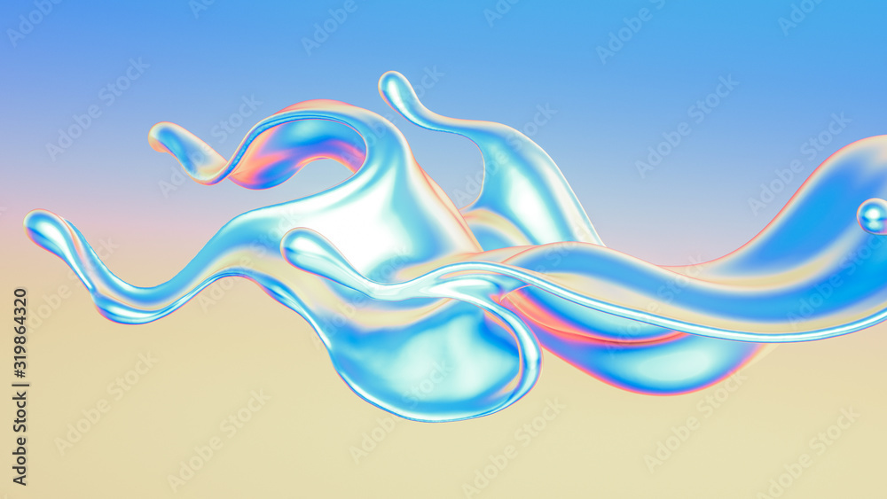 Splash fluid. 3d illustration, 3d rendering.