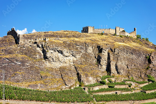 Tourbillon castle with landscape in Sion, capital of Canton Valais, Switzerland. photo