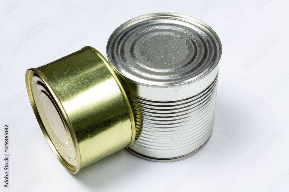 Closed preserve cans isolated on white background Closed preserve cans isolated on white background