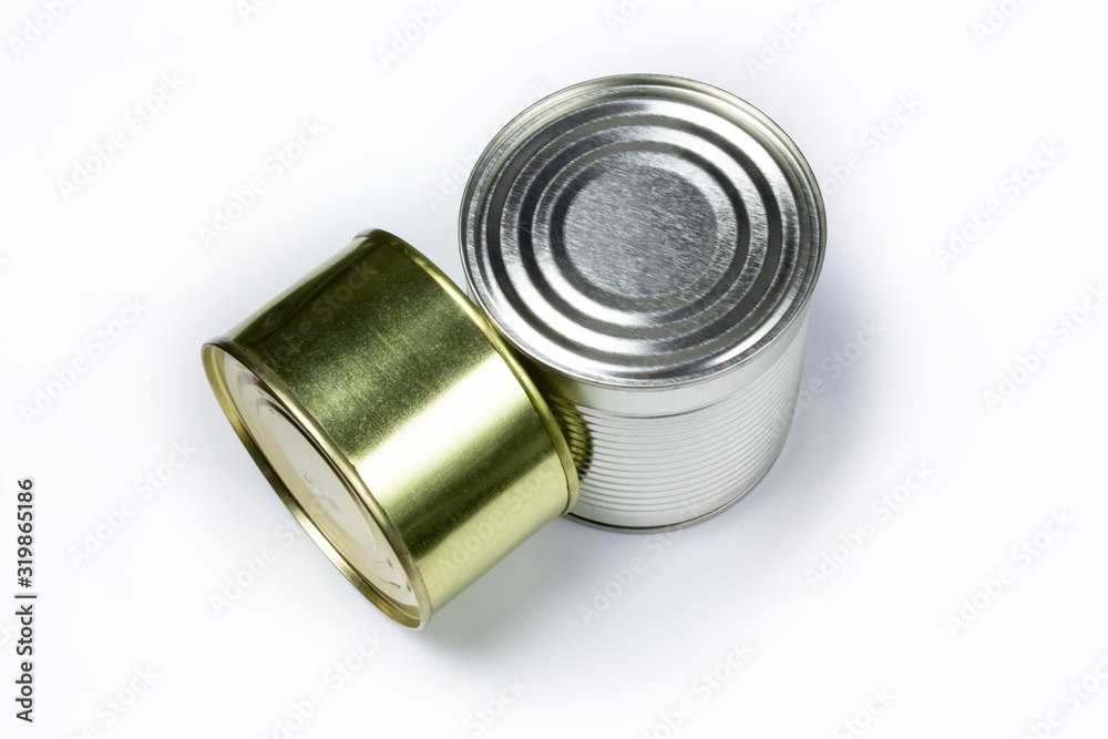 Closed preserve cans isolated on white background Closed preserve cans isolated on white background
