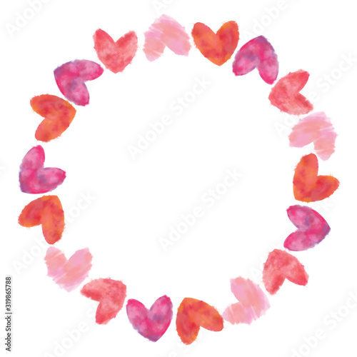 Valentine Day Heart Round Frame Isolated on White. Romantic Design for Advertisement, Greeting Card, Invitation, Banner etc.