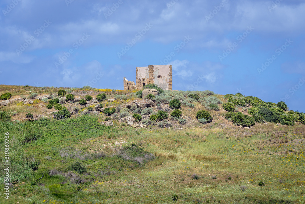 Manuzza Tower in Selinunte also called Selinus - ancient city on Sicily Island in Italy