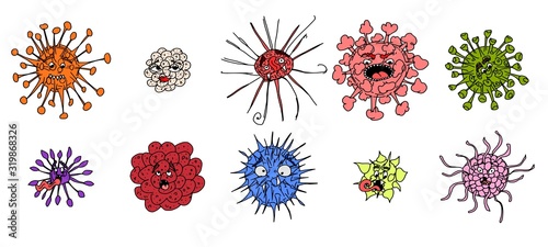 funny characters microbes and viruses. new
