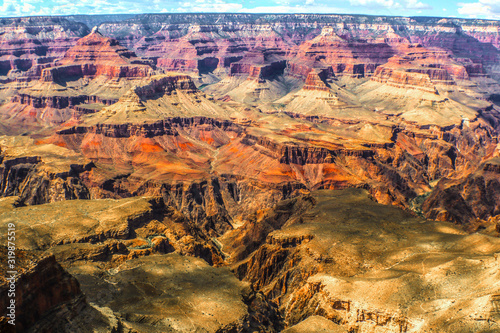 The Grand Canyon from the South Rim showing rivers and gorges and plateaus and cliffs and whole worlds below