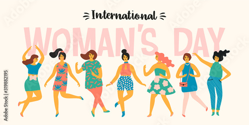 International Women s Day. Vector templates with cute women © Nadia Grapes