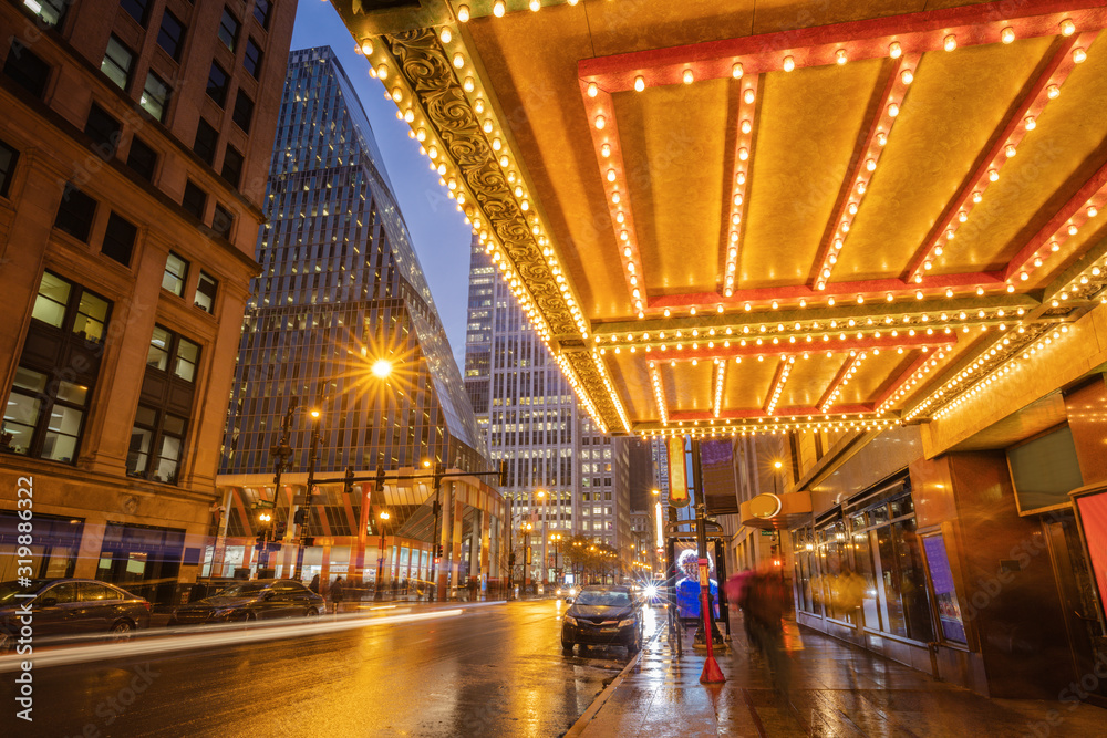 Obraz premium Rainy evening in Chicago