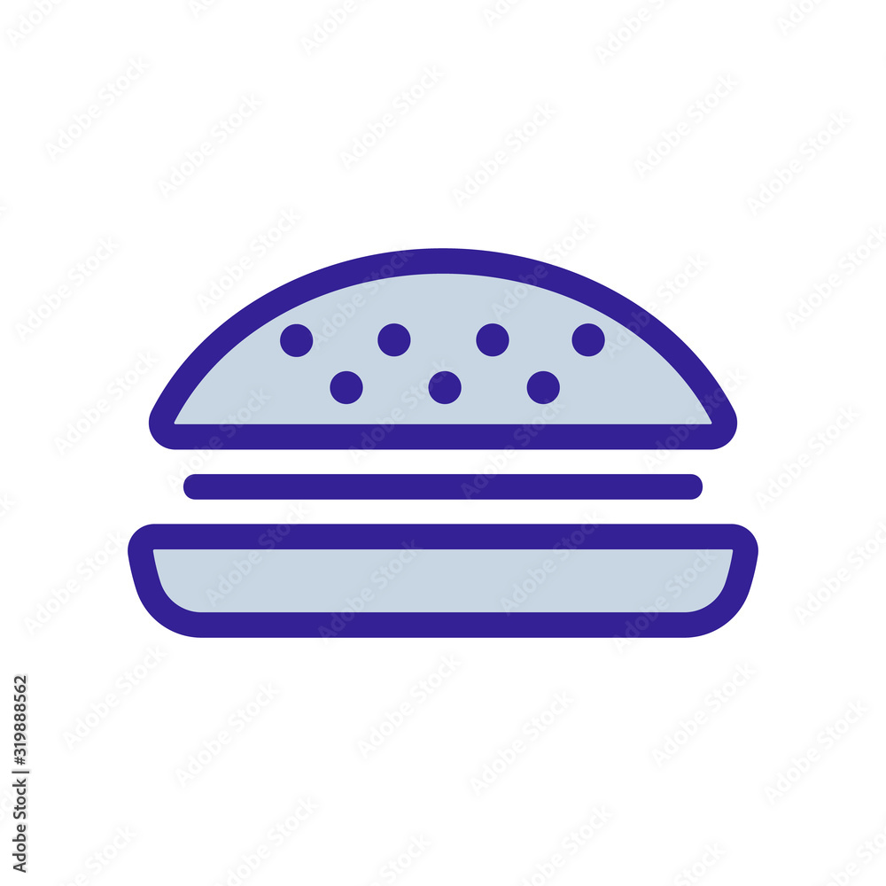 Burger icon vector. A thin line sign. Isolated contour symbol illustration