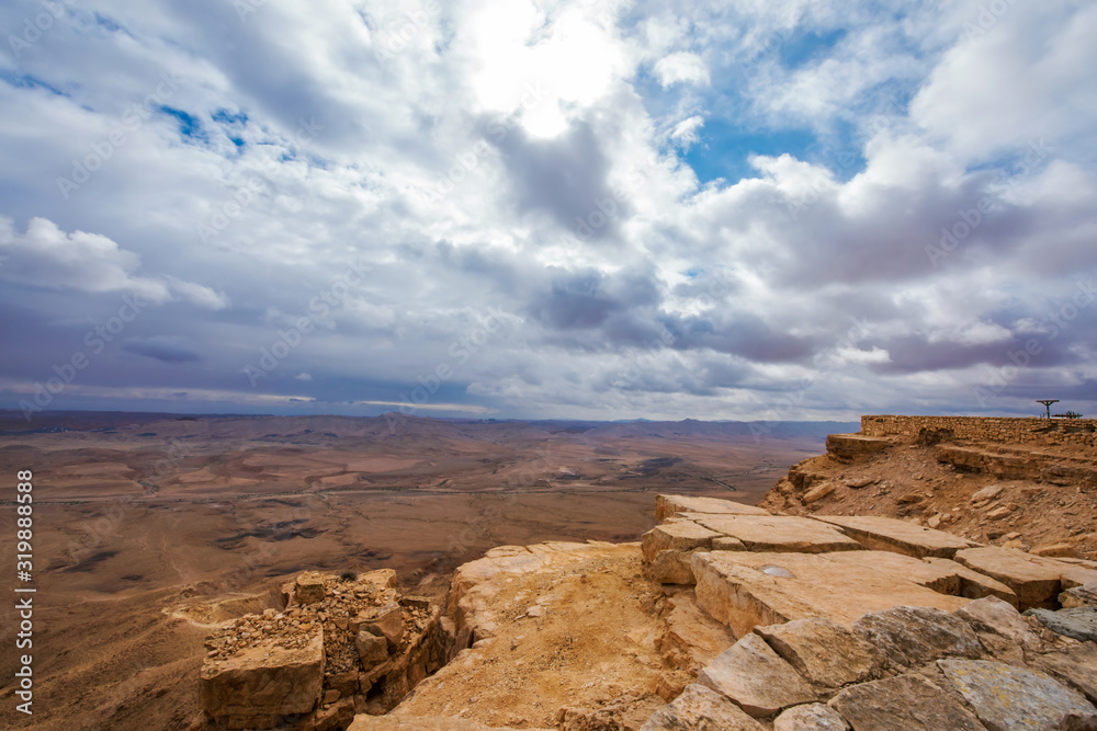 Desert landscape of Ramon Crater in the Negev desert. Israel. 