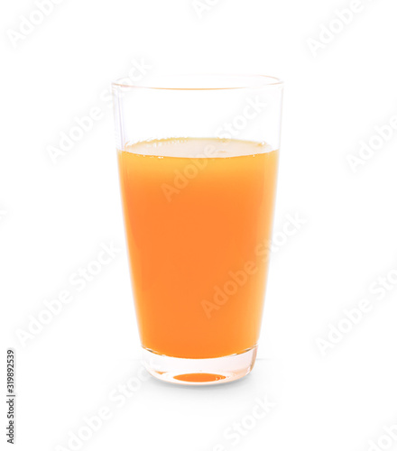 orange juice on white background.