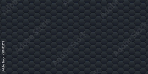 Black hexagon abstract presentation background.