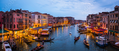 Venice canal panorama at night august 2019