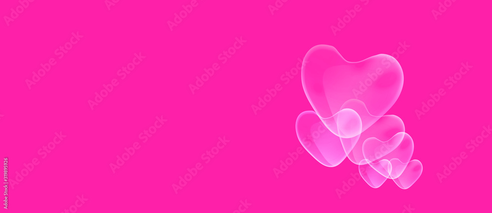 Valentines bubble hearts on pink background