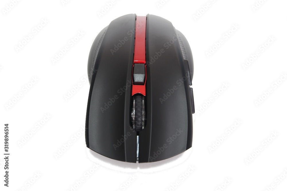 Gaming black computer mouse isolated on white background. Gaming black computer mouse isolated on white background.