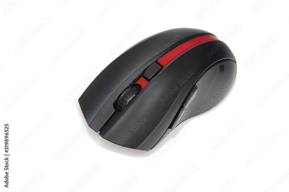 Gaming black computer mouse isolated on white background. Gaming black computer mouse isolated on white background.