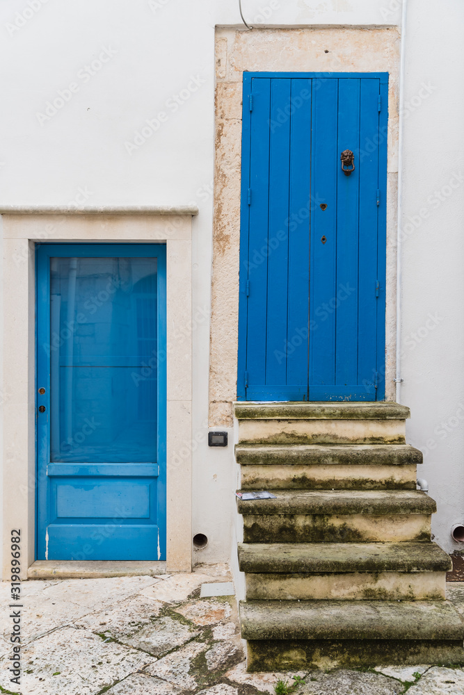 blue door in old house