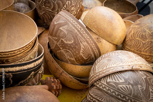 Traditional mexican cups called jicaras photo