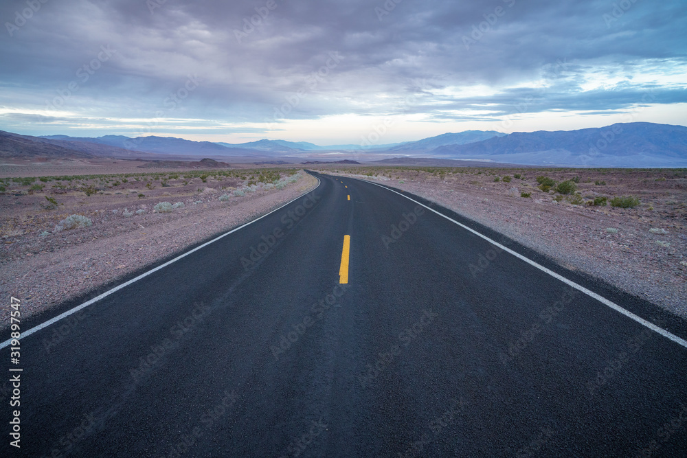 on the road in death valley national park, california, usa