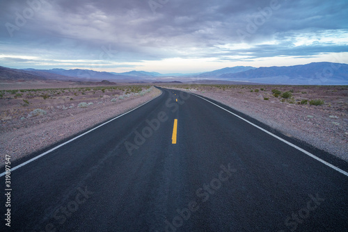 on the road in death valley national park, california, usa