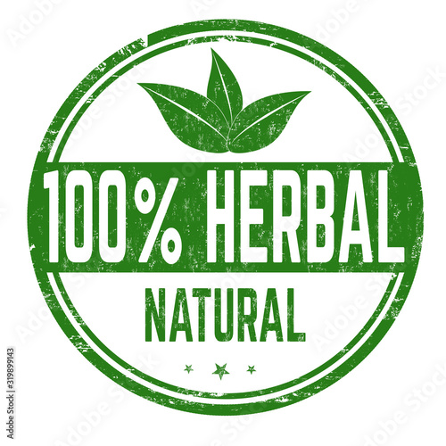 100% herbal sign or stamp