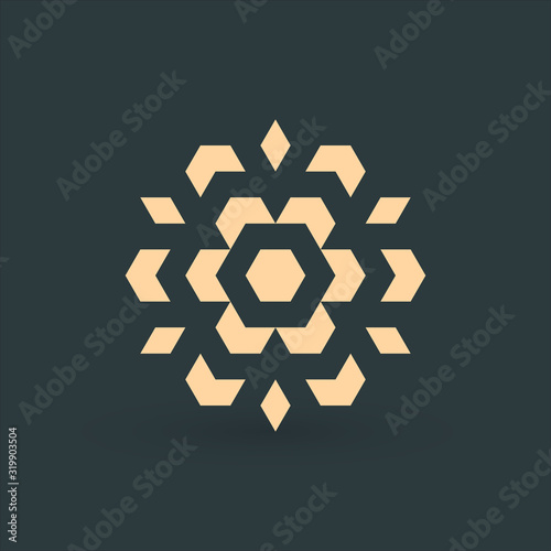 Geometric flower of life, sacred geometry. lotus flower ornament. esoteric or spiritual symbol isolated on green background vector illustration