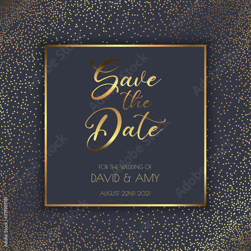 Elegant gold and black save the date invitation design