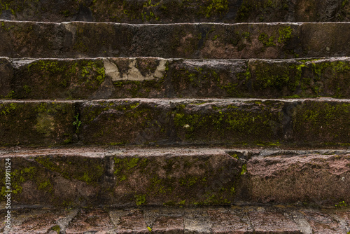 wet and mossy stairs, walls texture from Otomi ceremonial center in Mexico © Arturo Verea