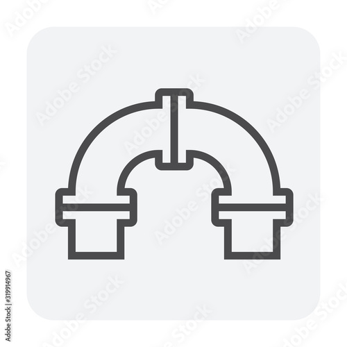 Pipe icon and flange fitting for pipeline connection with valve and other pipe. For transportation liquid or gas i.e.crude, oil, natural gas, sewage, wastewater. Also for plumbing and irrigation.