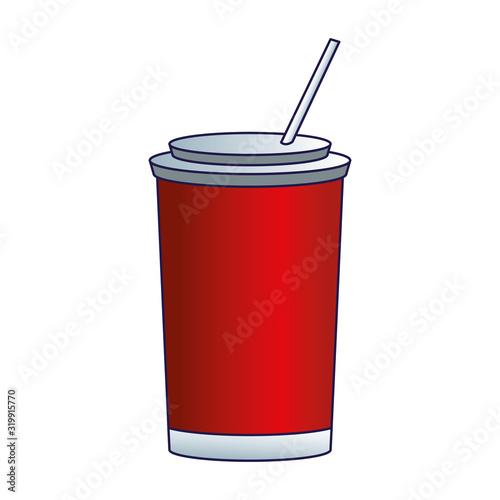 soda cup with straw icon, flat design