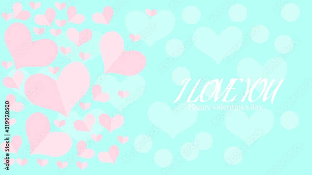 Flat design valentine's day banner with paper art style on blue background Flat design valentine's day banner with paper art style on blue background