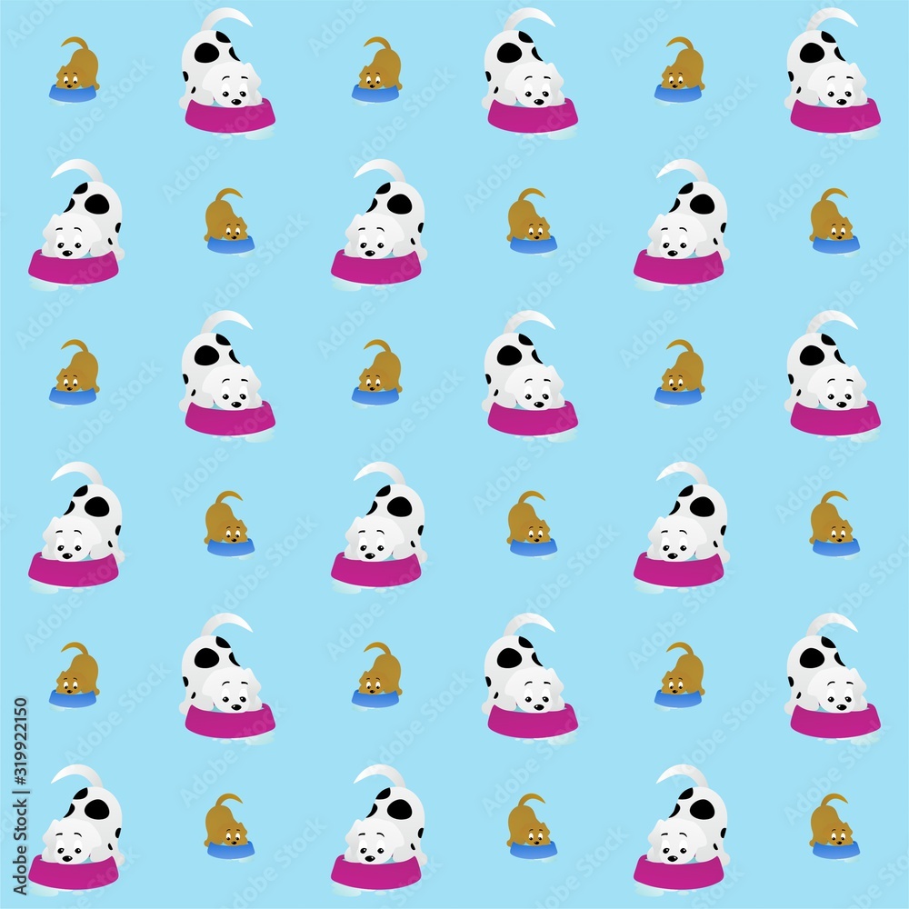 Naklejka premium The Amazing of Cute Puppy Illustration, Cartoon Funny Character, Pattern Wallpaper