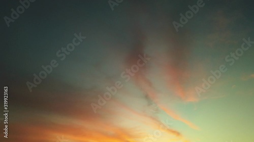 Twilight sky and seascape background, colorful after sunset, Tilt down.