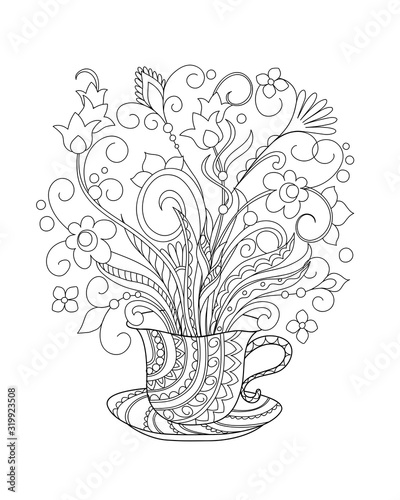 abstract flowers in the ornamental cup