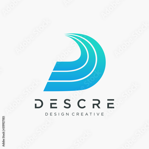 abstract letter D logo design with swoosh element. The logo can be used for business consulting and financial companies. Technology digital concept. - vector