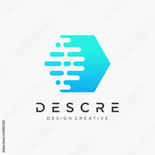 Abstract letter D logo design template with line colorful element. This logo has the meaning of information, data, group, community, progress, growth. Technology digital concept. - vector