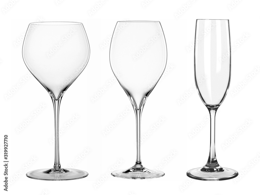 Black and white wine glass on white background.