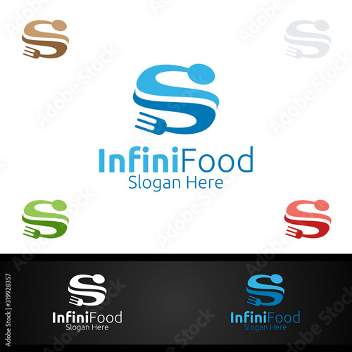 Letter S Infinity Food Logo for Restaurant or Cafe