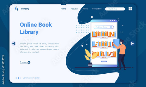 Select books in the online book library on landing page template