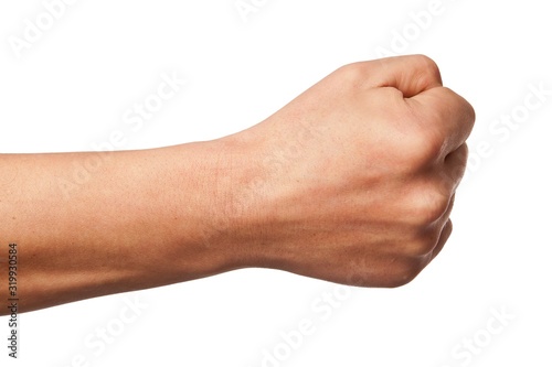 Hand gesture isolated on white.