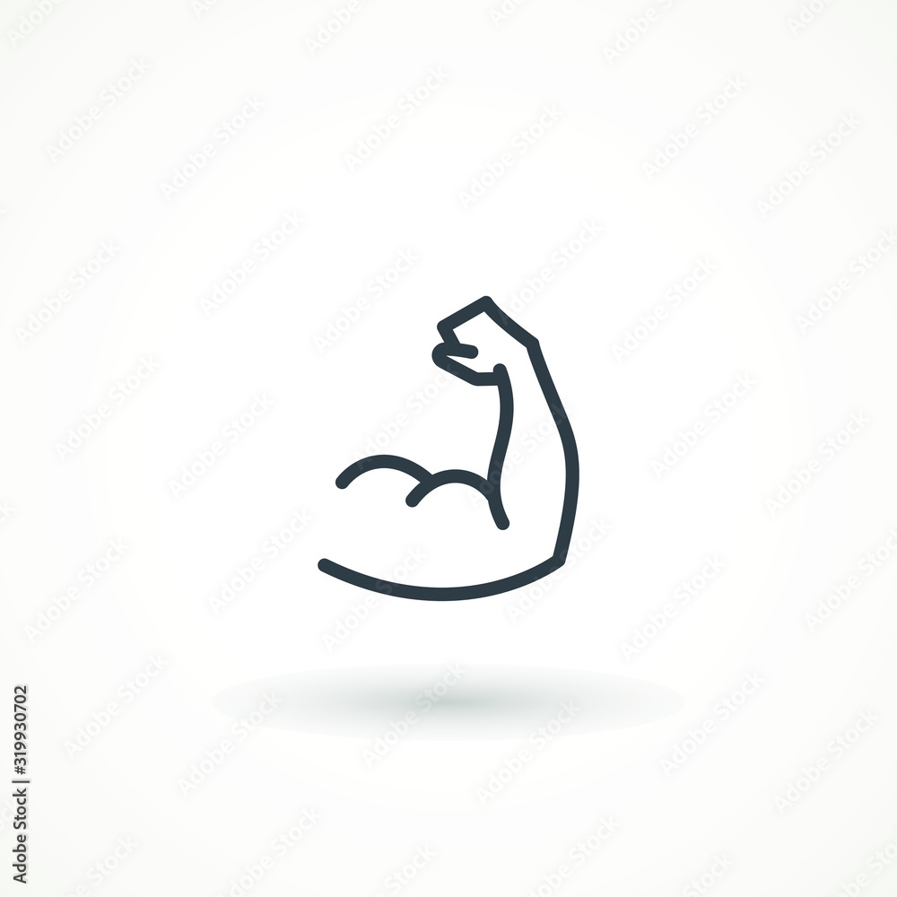 Flexing bicep muscle arm strength or power line editable strok vector icon for exercise. biceps musclar arm icon isolated on white background. Sport and fitness symbol Flexing bicep muscle arm strength or power line editable strok vector icon for exercise. biceps musclar arm icon isolated on white background. Sport and fitness symbol