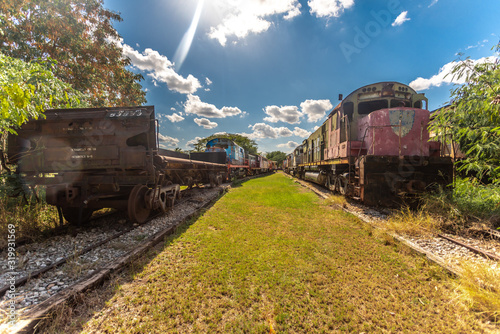 old trains on the railway