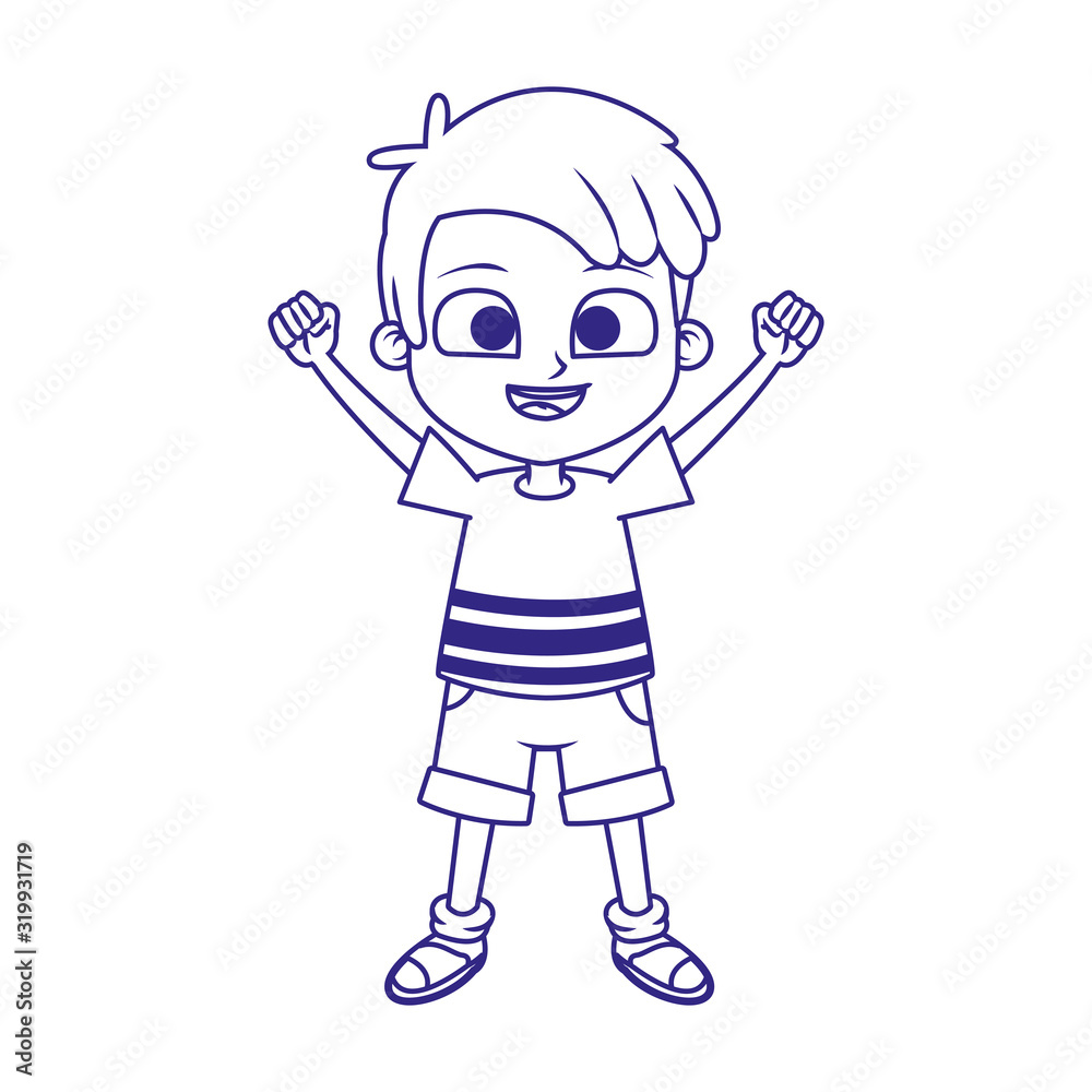cartoon happy boy icon, flat design